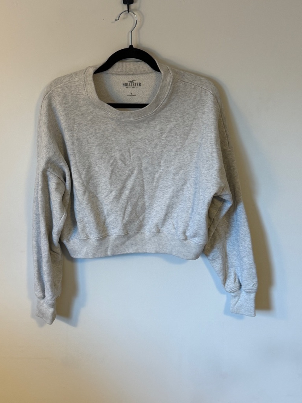 Hollister Light Gray Cropped Sweatshirt